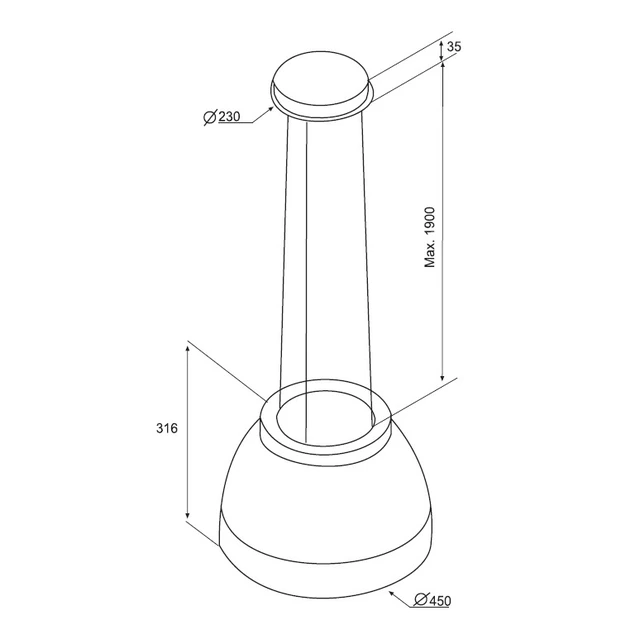 Eico Luna N - Link-2 Ventilator Ø45 cm, Fritthengende, Sort 