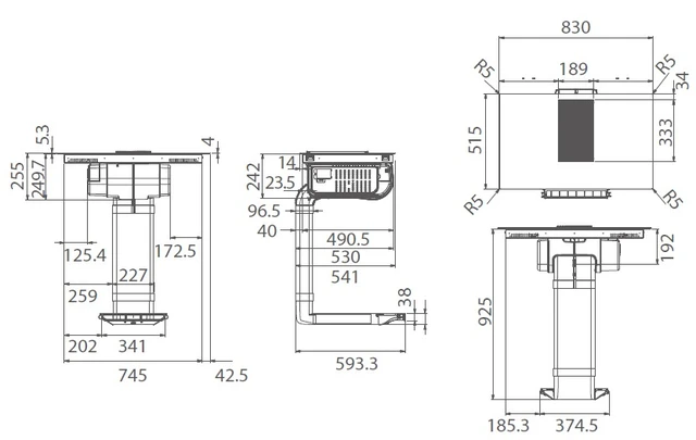 NikolaTesla Prime S BL/F/83 Platetopp 83 cm, Integrert ventilator, Sort 