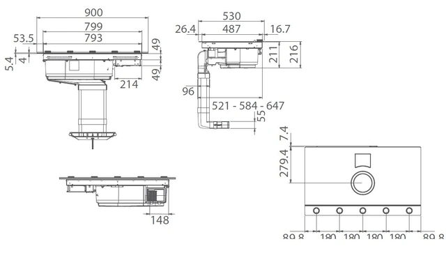 NikolaTesla Unplugged BL/A/90 Platetopp 900 mm, Integrert ventilator, Sort 