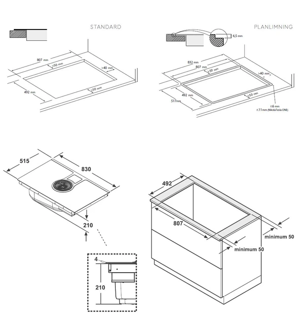 NikolaTesla Switch Glow BL/A/83 Koketopp 83 cm, Integrert ventilator, Sort 