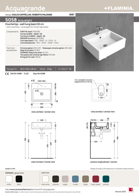 Flaminia Acqualight Servant 50x45 cm, Milky White 