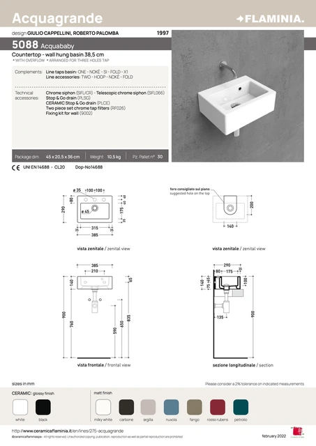 Flaminia Acquababy Servant 385x290 mm. Hvit 