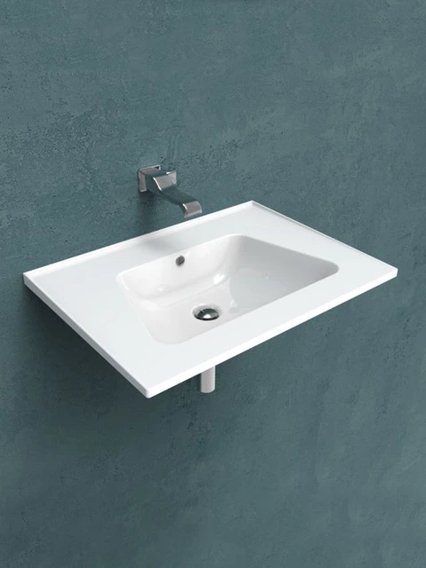 Flaminia Bloom 70 Vegghengt Servant 72x51,5 cm, m/overløp, Milky White 