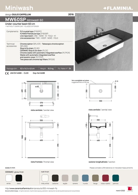 Flaminia Miniwash 60 Vegghengt Servant 60 cm, Carbone 