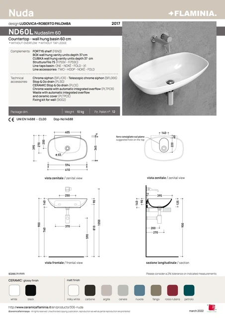 Flaminia Nudaslim 60 Servant 60 cm, White 