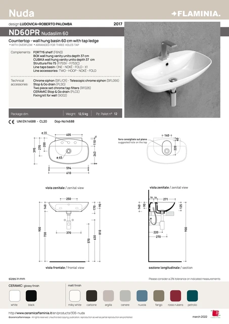 Flaminia Nudaslim 60 Servant 60 cm, Milky White 