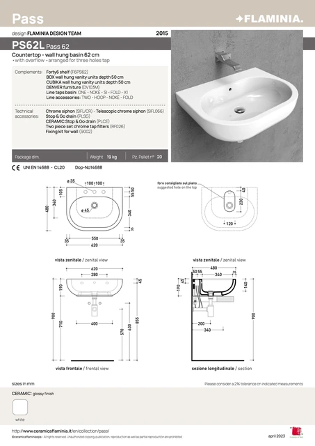 Flaminia Pass 62 Servant 62 cm, White 