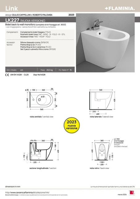 Flaminia Link BTW Bidé 56x36,5 cm, White 