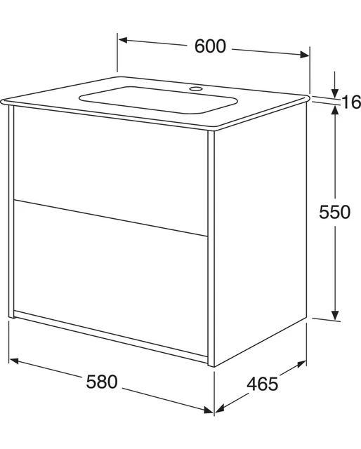 Gustavsberg Artic 60 Servantskap 60x46,5x56,6 cm, med servant, Sort Ask 