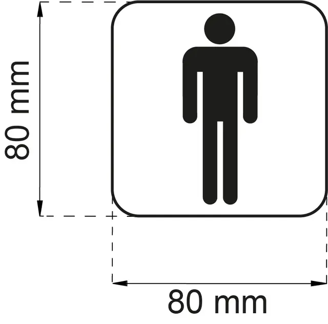 Habo  WC-Skilt Herre, Hvit 