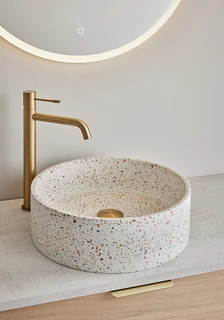 Hafa Circle Terrazzo Servant &#216;39 cm, Beige Terrazzo Matt