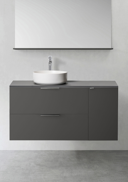 Hafa Shape 1100 Servantskap, m/2 skuffer 110x45,3x53,5 cm, Push, Antrasittgrå 