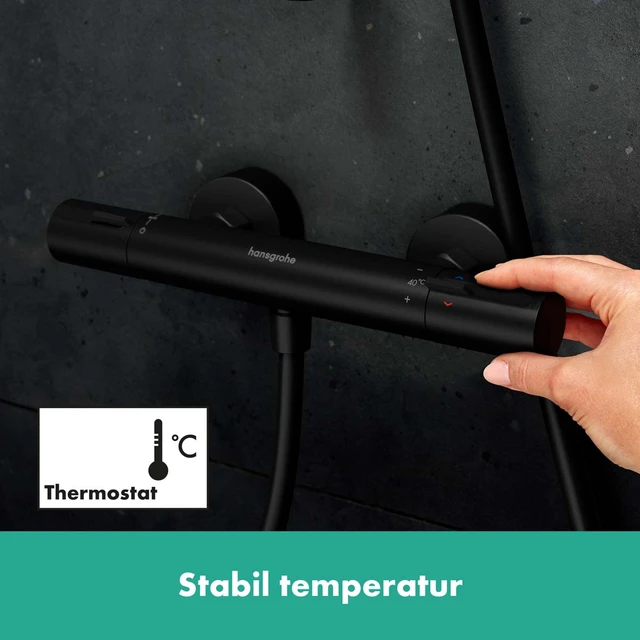 Hansgrohe Pulsify Select S Dusjpakke 65 cm, 3jet, m/termostat, Sort Matt 
