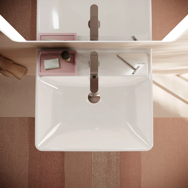 Hansgrohe Xanuia Q Vegghengt Servant 55x48 cm, m/1 bl.hull, m/ol, Hvit 