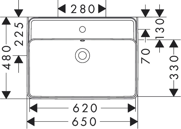 Hansgrohe Xanuia Q Vegghengt Servant 65x48 cm, m/1 bl.hull, m/ol, Hvit 