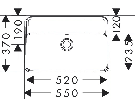 Hansgrohe Xanuia Q Vegghengt Servant 55x37 cm, u/bl.hull, m/ol, Hvit 