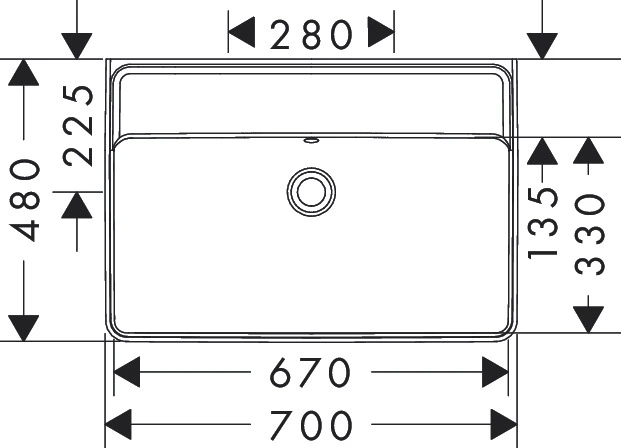 Hansgrohe Xanuia Q Vegghengt Servant 70x48 cm, u/bl.hull, m/ol, Hvit 