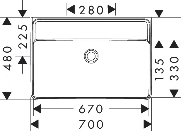 Hansgrohe Xanuia Q Vegghengt Servant 70x48 cm, u/bl.hull, u/ol, Hvit 