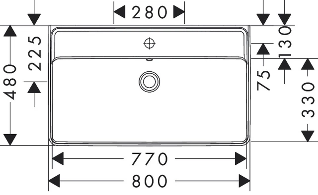 Hansgrohe Xanuia Q Vegghengt Servant 80x48 cm, m/1 bl.hull, m/ol, Hvit 