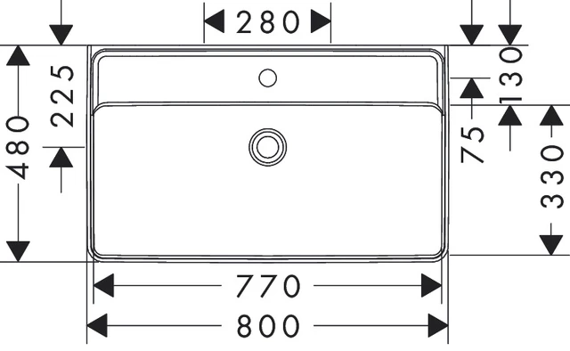 Hansgrohe Xanuia Q Vegghengt Servant 80x48 cm, m/1 bl.hull, u/ol, Hvit 