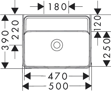 Hansgrohe Xanuia Q Vegghengt Servant 50x39 cm, u/bl.hull, u/ol, Hvit 