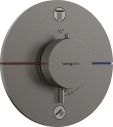 Hansgrohe ShowerSelect Comfort S Avsperring, 2 uttak, B&#248;rstet Sort Krom