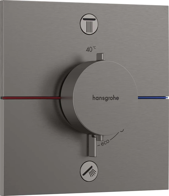 Hansgrohe ShowerSelect Comfort E Avsperring, 2 uttak, Børstet Sort Krom 