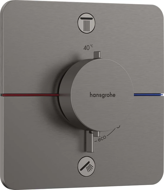 Hansgrohe ShowerSelect Comfort Q Avsperring, 2 uttak, Børstet Sort Krom 