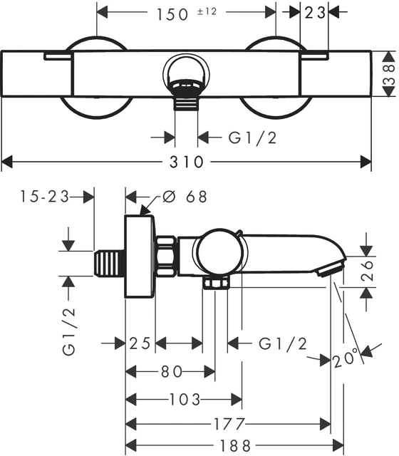 Hansgrohe Ecostat Fine Kartermostat Krom 