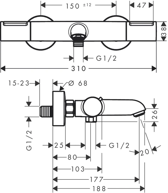 Hansgrohe Ecostat Element Kartermostat Krom 