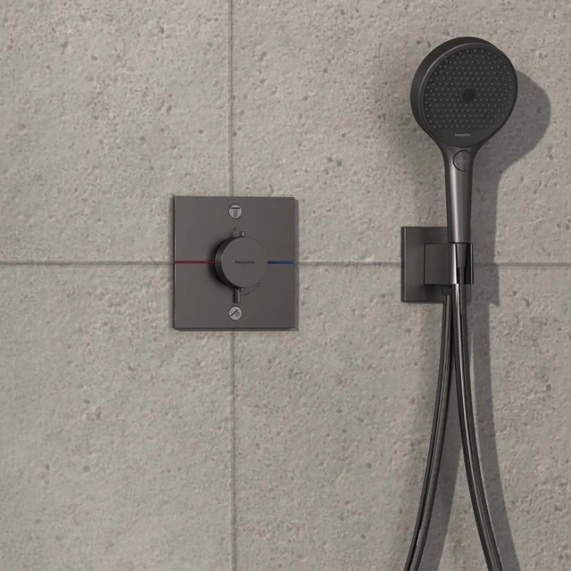 Hansgrohe ShowerSelect Comfort E Avsperring, 2 uttak, Børstet Sort Krom 