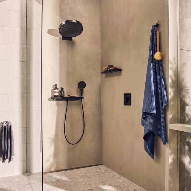 Hansgrohe ShowerSelect Comfort E Avsperring, 2 uttak, Børstet Sort Krom 