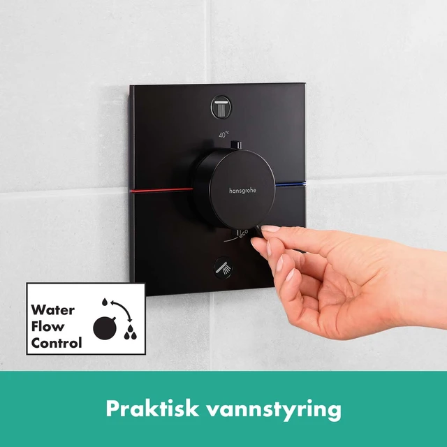 Hansgrohe ShowerSelect Comfort E Avsperring, 2 uttak, Sort Matt 