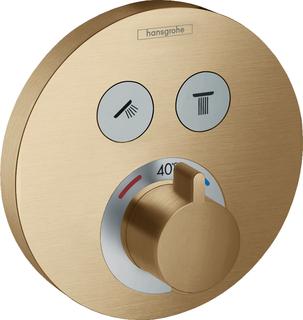 Hansgrohe ShowerSelect S Termostat Avsperring, 2 uttak, Børstet Bronse