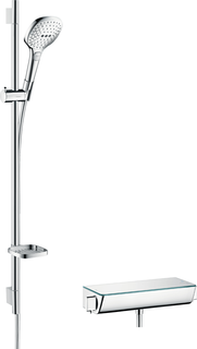 Hansgrohe Raindance Select E dusjpakke 90 cm, Med termostat, Hvit/Krom