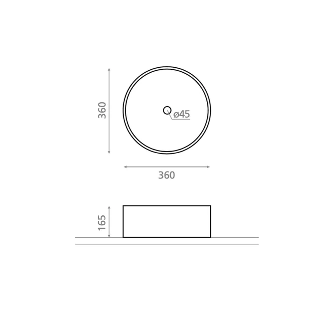 Bathco Sand Waves Toppmontert Servant 36x36 cm, uten overløp, Sort Matt 