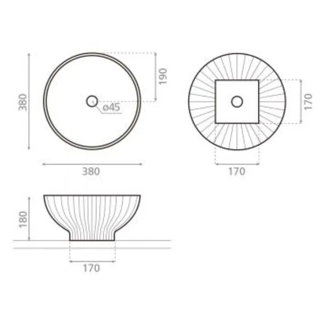 Bathco Dobra Toppmontert Servant 38x38 cm, uten overløp, Hvit 