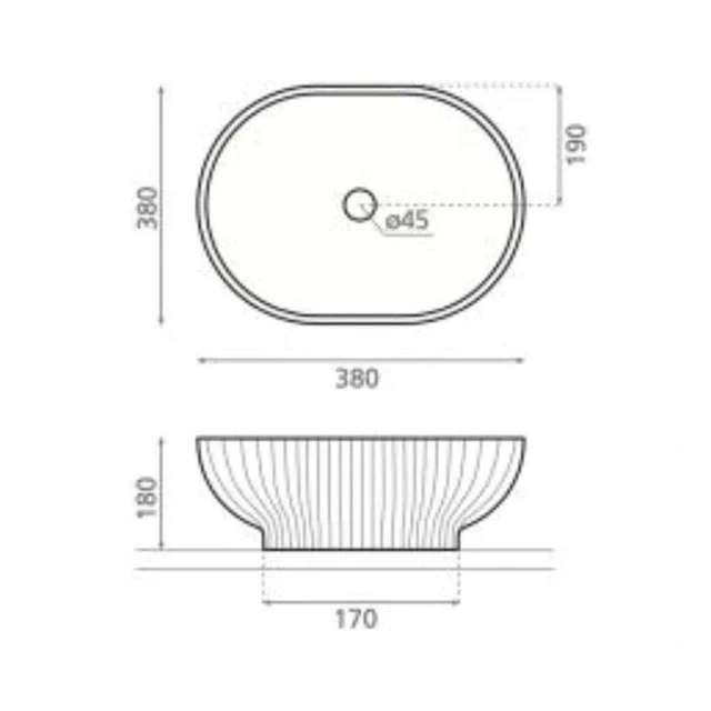 Bathco Cerevino Toppmontert Servant 52x38 cm, uten overløp, Hvit Matt 