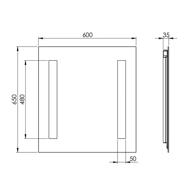 Korsbakken Godhavn Speil, Integrert Lys 60x3,5x65 cm, m/Lys 