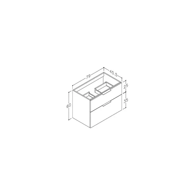 Korsbakken BIG Servantskap m/2 skuffer 790x455 mm, Eik Natur 