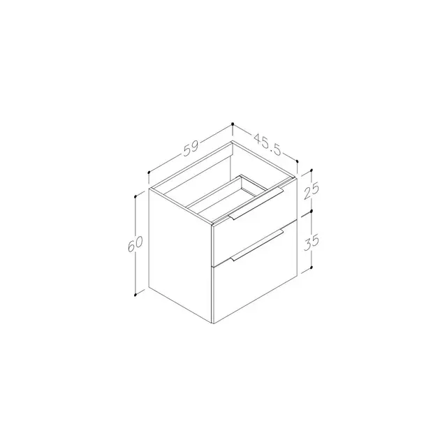 Korsbakken BIG Underskap, 2 skuffer 59x45,5x60 cm, Hvit Matt 