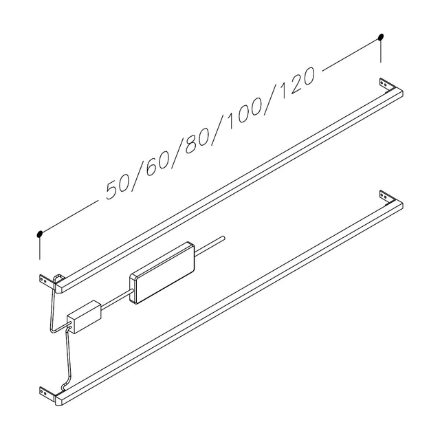 Korsbakken Lyslist for servantskuff 50 cm 