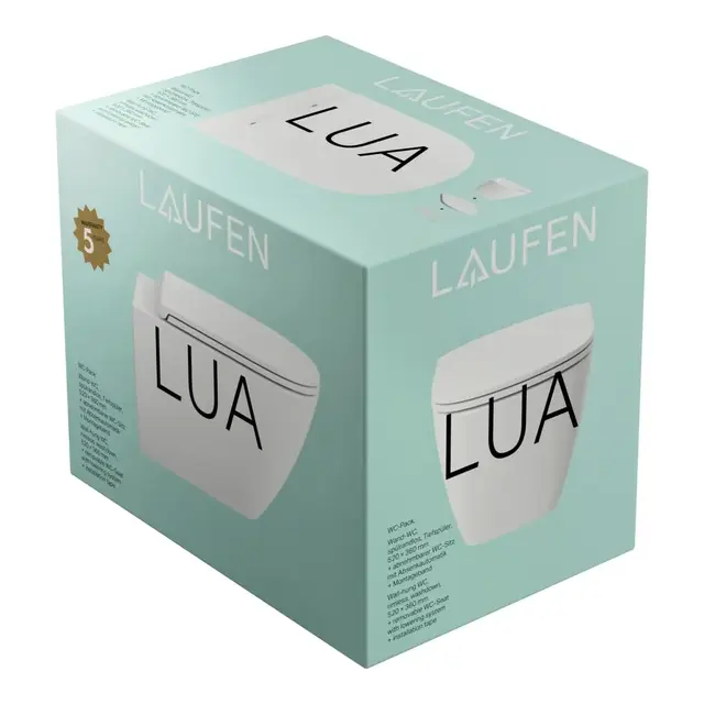 Laufen Lua Vegghengt toalettpakke 52x36 cm, m/sete, Rimless, Hvit 