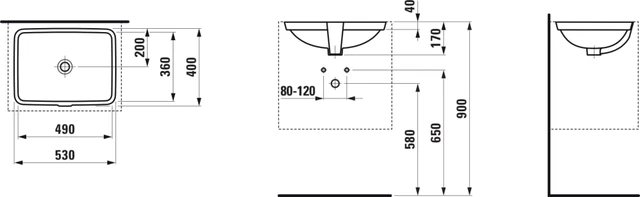 Laufen Pro S Underlimt servant 49x36 cm, u/bl.hull, Hvit m/LCC 