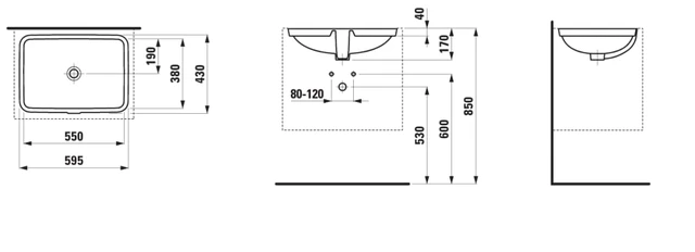 Laufen Pro S Underlimt servant 55x38 cm, u/bl.hull, Hvit 