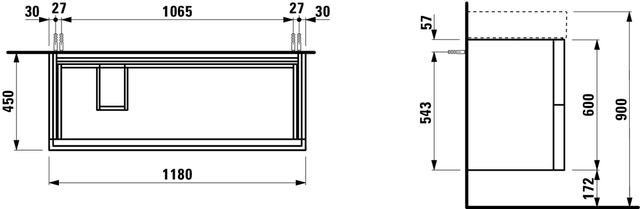 Laufen Kartell Servantskap med 2 skuffer 1200x600 mm, Oker Brun 