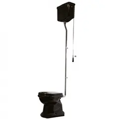 Lavabo Retro HIGH Toalett 445x705 mm, Krom rør/S-lås, Blank Sort