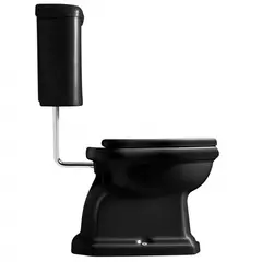 Lavabo Retro LOW Toalett 455x705 mm, Krom rør/P-lås, Blank Sort