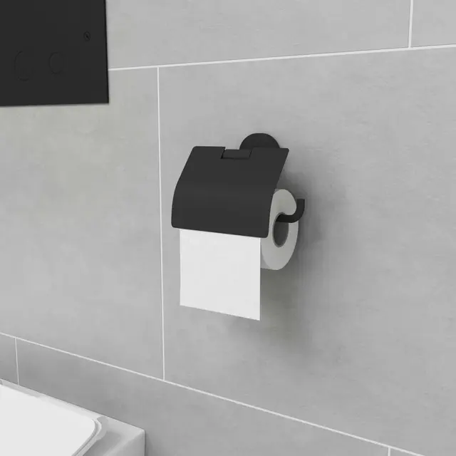 Lavabo Luna Toalettpapirholder Med lokk, Sort Matt 