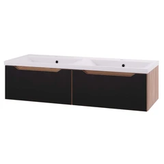 Linn Bad Emma Servantskap, 2 Skuffer 120x45,7x28,5 cm, Dobbel, Sort/Eik